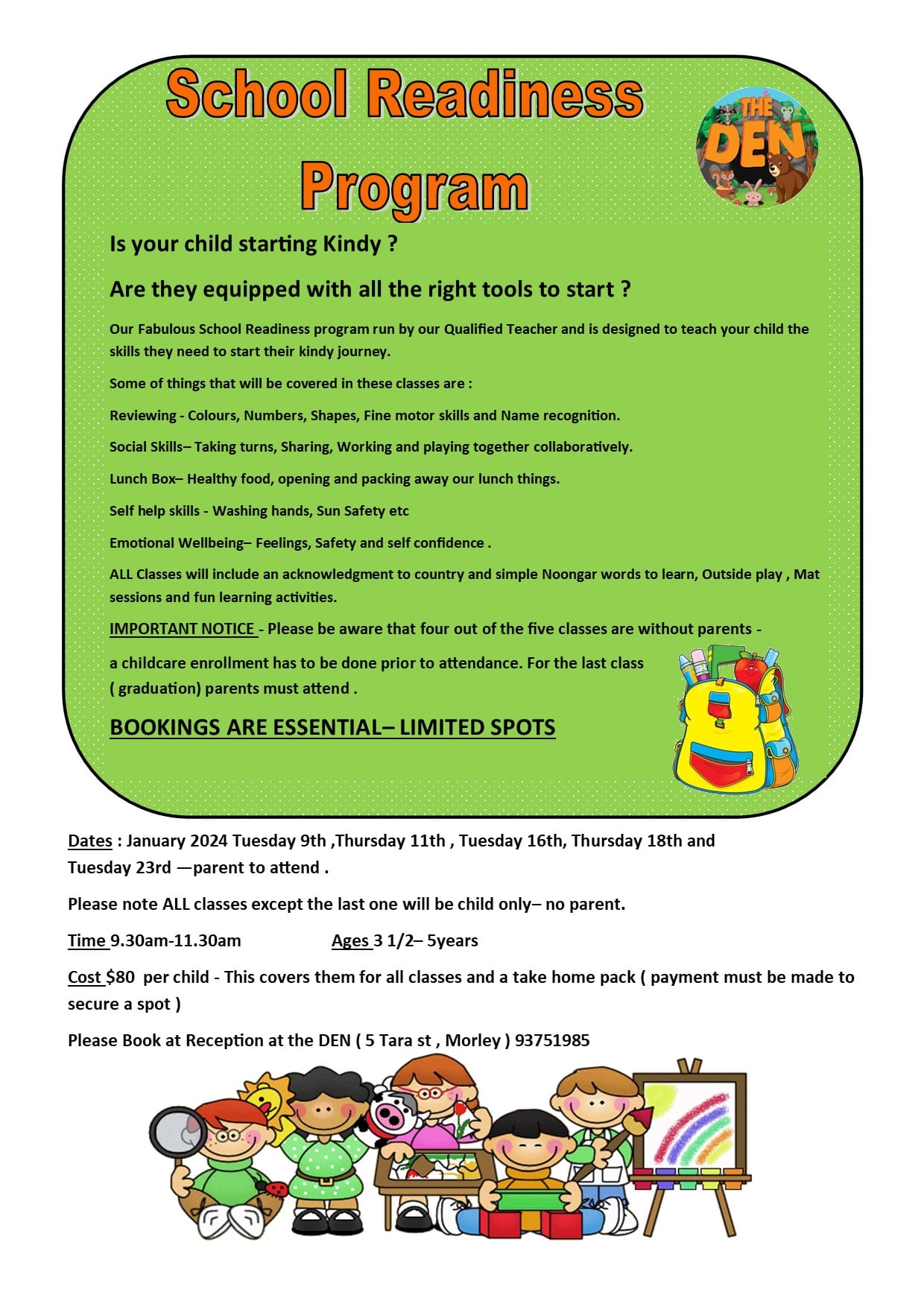 School Readiness Program October 17 2023 Buggybuddys Guide To Perth